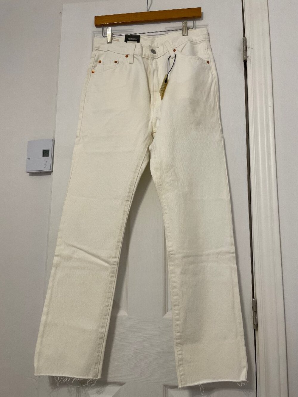 Levis / Cream 501 Original Jeans With Frayed Hem